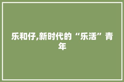 乐和仔,新时代的“乐活”青年 词汇积累