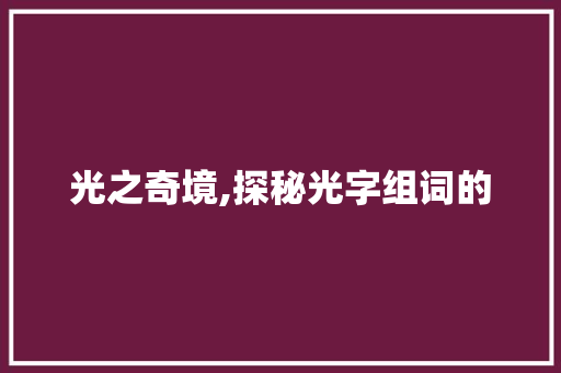 光之奇境,探秘光字组词的