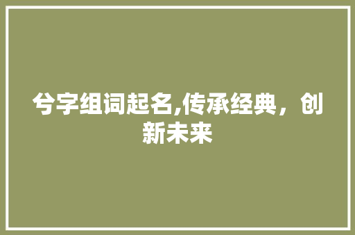 兮字组词起名,传承经典，创新未来