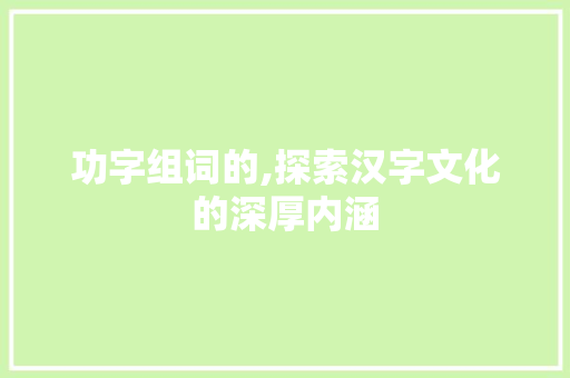 功字组词的,探索汉字文化的深厚内涵 词汇积累