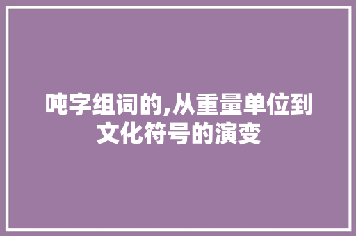 吨字组词的,从重量单位到文化符号的演变 写作技巧