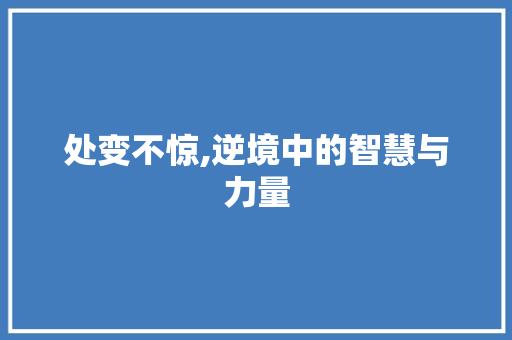 处变不惊,逆境中的智慧与力量 报告写作