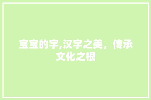 宝宝的字,汉字之美，传承文化之根