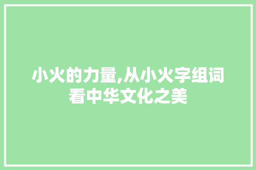 小火的力量,从小火字组词看中华文化之美