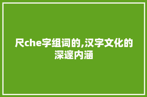 尺che字组词的,汉字文化的深邃内涵
