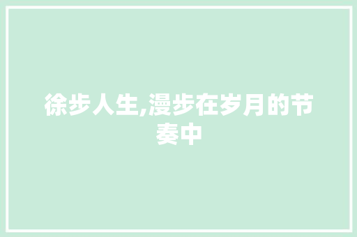 徐步人生,漫步在岁月的节奏中