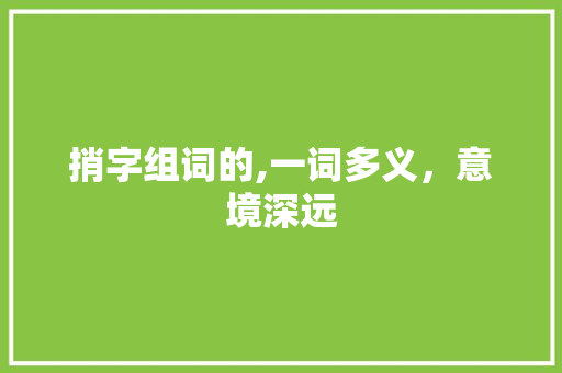 捎字组词的,一词多义，意境深远 词汇积累