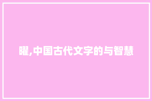 曜,中国古代文字的与智慧 词汇积累