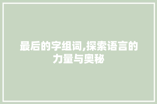 最后的字组词,探索语言的力量与奥秘 商业文案