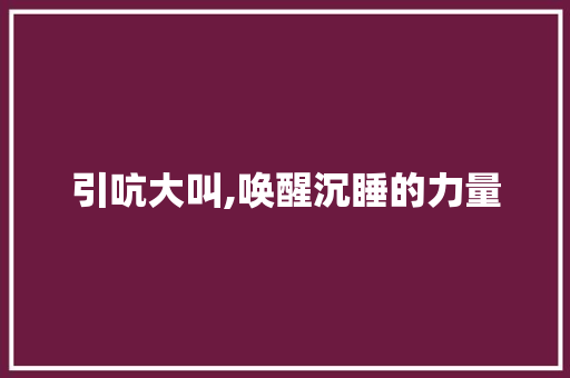 引吭大叫,唤醒沉睡的力量