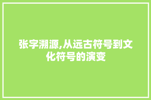 张字溯源,从远古符号到文化符号的演变
