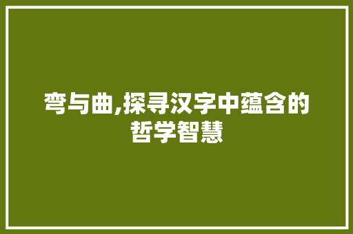 弯与曲,探寻汉字中蕴含的哲学智慧