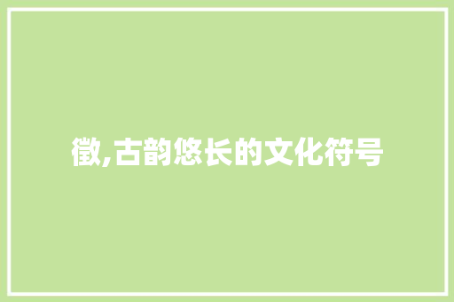 徵,古韵悠长的文化符号