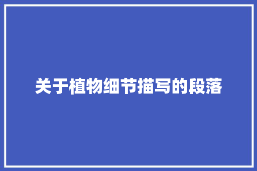 关于植物细节描写的段落 简历模板