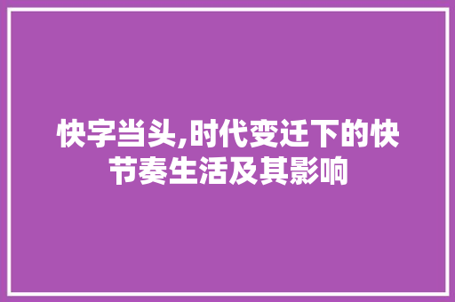 快字当头,时代变迁下的快节奏生活及其影响