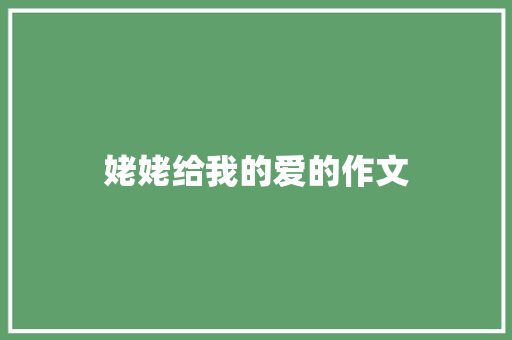 姥姥给我的爱的作文