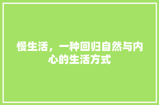 慢生活，一种回归自然与内心的生活方式 简历模板