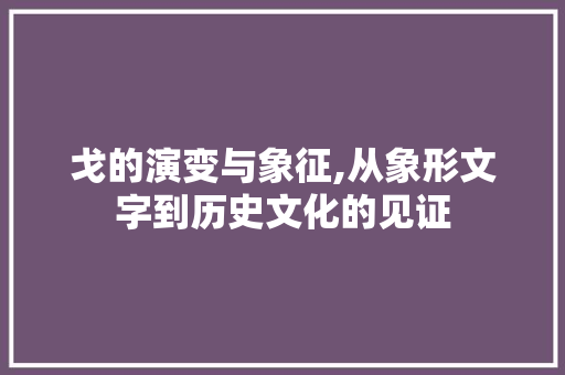 戈的演变与象征,从象形文字到历史文化的见证