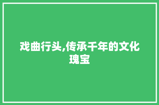 戏曲行头,传承千年的文化瑰宝
