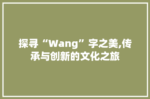 探寻“Wang”字之美,传承与创新的文化之旅 商业文案