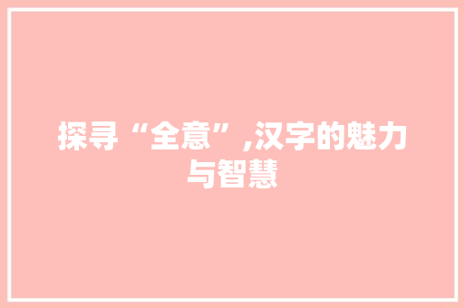 探寻“全意”,汉字的魅力与智慧