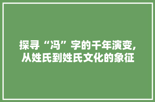 探寻“冯”字的千年演变,从姓氏到姓氏文化的象征 商业文案