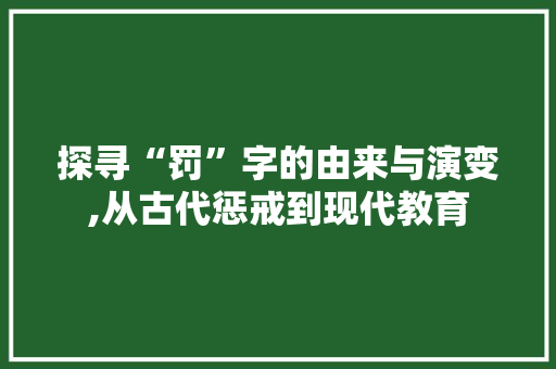 探寻“罚”字的由来与演变,从古代惩戒到现代教育