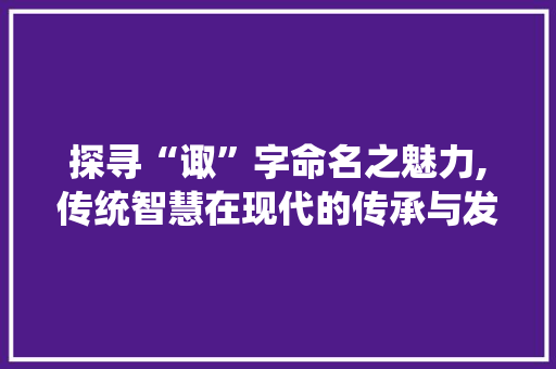 探寻“诹”字命名之魅力,传统智慧在现代的传承与发展