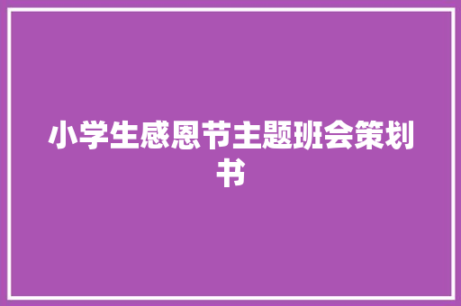 小学生感恩节主题班会策划书 报告写作