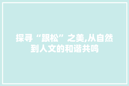 探寻“跟松”之美,从自然到人文的和谐共鸣