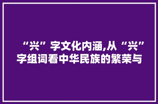 “兴”字文化内涵,从“兴”字组词看中华民族的繁荣与发展