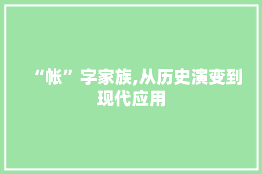 “帐”字家族,从历史演变到现代应用