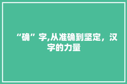 “确”字,从准确到坚定，汉字的力量 写作技巧