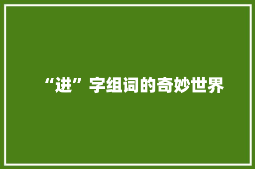 “进”字组词的奇妙世界 写作素材