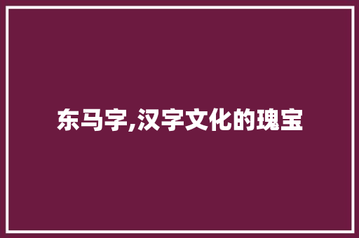 东马字,汉字文化的瑰宝 写作社区