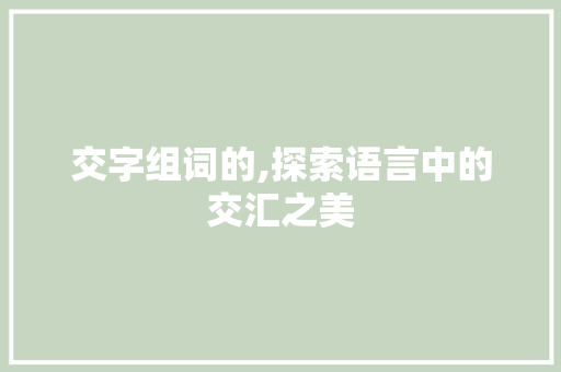 交字组词的,探索语言中的交汇之美 范文赏析