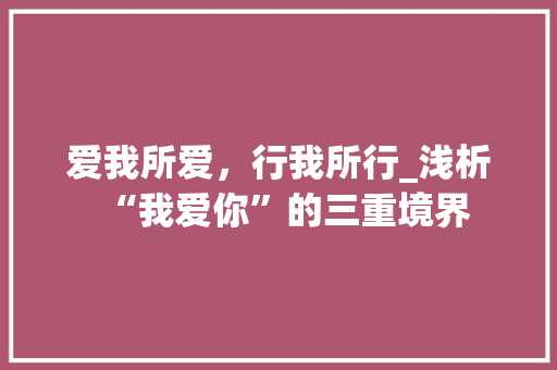 爱我所爱，行我所行_浅析“我爱你”的三重境界