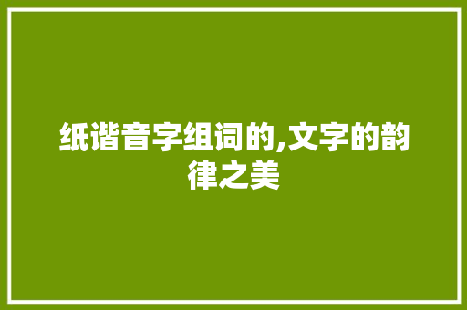 纸谐音字组词的,文字的韵律之美