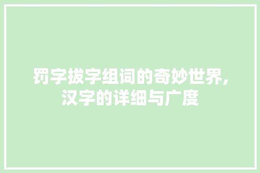 罚字拔字组词的奇妙世界,汉字的详细与广度 范文赏析