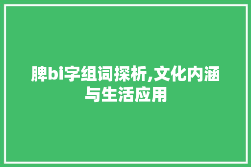 脾bi字组词探析,文化内涵与生活应用