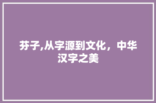 芬子,从字源到文化，中华汉字之美