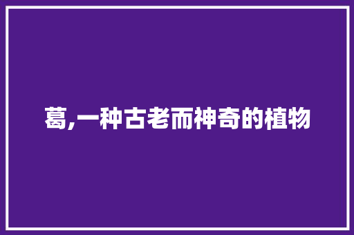 葛,一种古老而神奇的植物