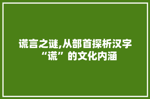 谎言之谜,从部首探析汉字“谎”的文化内涵