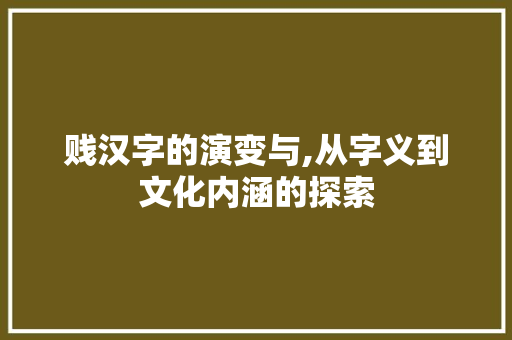 贱汉字的演变与,从字义到文化内涵的探索