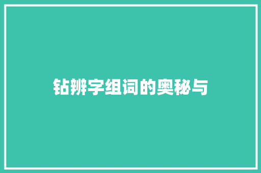钻辨字组词的奥秘与 写作技巧