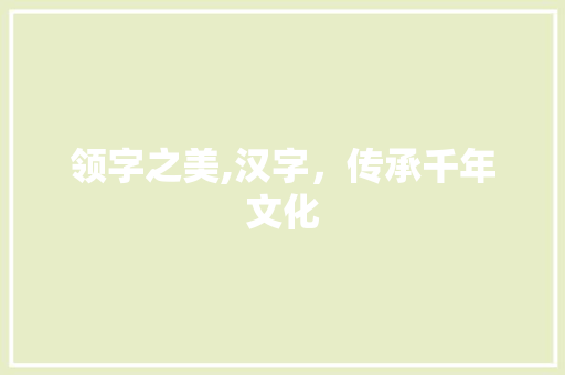 领字之美,汉字，传承千年文化