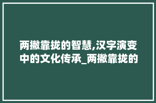 两撇靠拢的智慧,汉字演变中的文化传承_两撇靠拢的字是什么意思