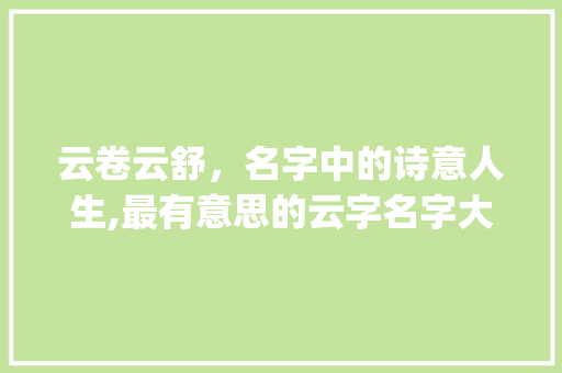 云卷云舒，名字中的诗意人生,最有意思的云字名字大盘点_最有意思的云字名字大全 报告写作