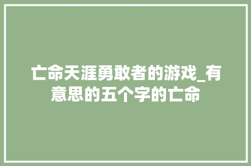 亡命天涯勇敢者的游戏_有意思的五个字的亡命 词汇积累