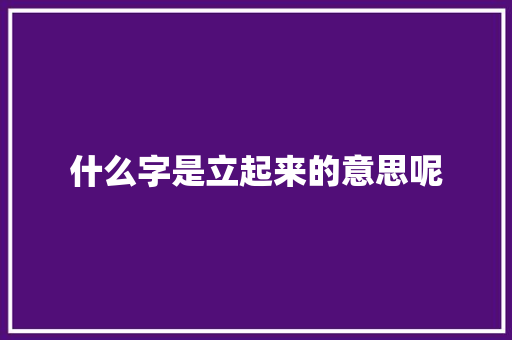 什么字是立起来的意思呢 词汇积累